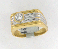 18k Two Tone Round Cut Channel Diamond Set Wedding Band 0.32 Ctw