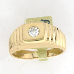 14k Solid Yellow Gold Round Cut Center Diamond Stone 0.35 Ctw 
