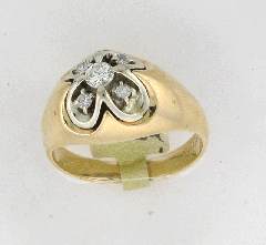 14k Solid Yellow Gold Round Cut Diamond Center Stone with Round Cut Diamonds 0.35 Ctw 
