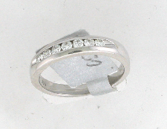 14k White Gold Round Cut Diamonf Channel Set Engagement Band 0.30 Ctw 