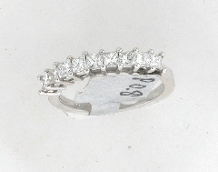 14k White Gold Princess Cut Diamonds Engagement Band 0.89 Ctw