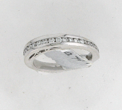 14k White Gold Round Cut Diamonds Channel Set Engagement Band 0.74 Ctw 