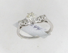 14k White Gold Round Cut Center Stone Diamond Engagement Ring 0.44 Ctw 