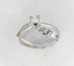 14k White Gold Princess Cut Center Stone Soliataire Engagement Ring 0.23 Ctw 