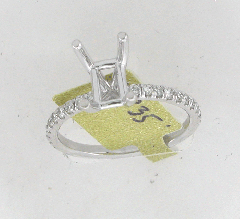 14k White Gold Semi Mount Round Cut Diamonds Engagement Ring 0.35 Ctw 