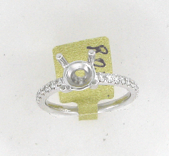 14k White Gold Semi Mount Round Cut Diamonds Engagement Ring 0.42 Ctw