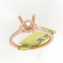 14k Rose Gold Semi Mount Round Cut Diamonds Engagement Ring 0.35 Ctw 