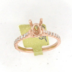 14k Rose Gold Semi Mount Round Cut Diamonds Engagement Ring 0.35 Ctw