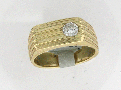 14k Solid Yellow Gold Men's Round Cut Diamond Stone Solitaire Band 0.65 Ctw 