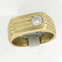 14k Solid Yellow Gold Men's Round Cut Diamond Stone Solitaire Band 0.65 Ctw 