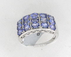 14k White Gold Oval Shape Tanzanites Annivarsary Band 3.00 Ctw 