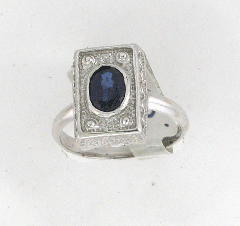 14k White Gold Oval Shape Blue Sapphire Center Stone Solitaire Ring 1.50 Ctw 