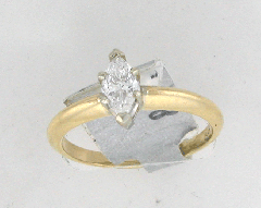 14k Solid Yellow Gold Marquise Diamond Center Stone Engagement Solitaire Ring 0.48 Ctw 