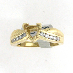 14k Solid Yellow Gold Semi Mount Round Cut Diamonds Channel Set Engagement Ring 0.38 Ctw
