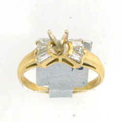 14k Solid Yellow Gold Semi Mount Diamond Baguette Side Stones Engagement Ring 0.52 Ctw