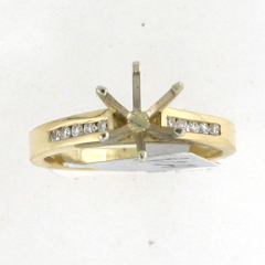 14k Solid Yellow Gold Semi Mout Round Cut Diamonds Channel Set Engagement Ring 0.21 Ctw 