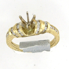 14k Solid Yellow Gold Semi Mount Round Cut Diamonds Channel Set Engagement Ring 0.63 Ctw 