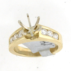 14k Solid Yellow Gold Semi Mount Round Cut Diamonds Channel Set Engagement Ring 0.82 Ctw 