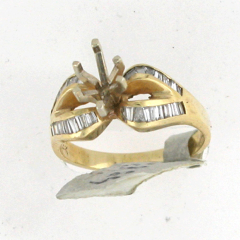 14k Solid Yellow Gold Semi Mount Diamond Baguette Channel Set Engagement Ring 0.70 Ctw 