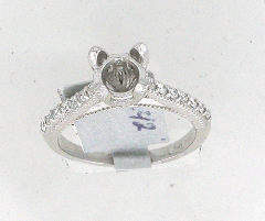 14k White Gold Semi Mount Round Cut Diamonds Engagement Ring 0.42 Ctw 
