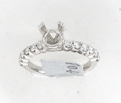 14k White Gold Semi Mount Round Cut Diamonds Engagement Ring 0.60 Ctw 