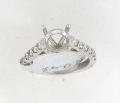 14k White Gold Semi Mount Round Cut Diamonds Ring 0.37 Ctw
