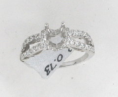 14k White Gold Semi Mount Round Cut Diamonds Solit Shank Engagement Ring 0.73 Ctw 