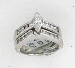 Platnium Marquise Cut Center Diamond Stone Round Cut Diamonds Wedding Set 1.63 Ctw 
