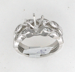 14k White Gold Semi Mount Round Cut Diamonds Wedding Set 0.43 Ctw