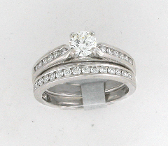 14k White Gold Round Cut Diamond Center Stone Round Cut Diamond Channel Set 1.13 Ctw 