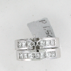 14k White Gold Semi Mount Princess Cut Diamonds Wedding Set 1.50 Ctw 