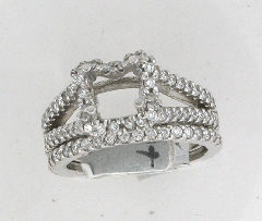 14k White Gold Semi Mount Round Cut Diamonds Split Shank Wedding Set 0.95 Ctw 