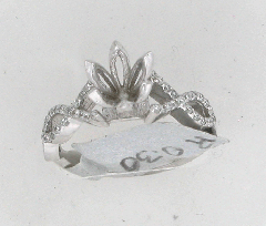 14k White Gold Semi Mount Round Cut Diamonds Twisted Shank Ring 0.30 Ctw 