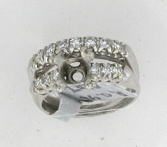 Platinum Semi Mount Round Cut Diamonds Wedding Set 0.46 Ctw 