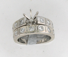 14k White Gold Semi Mount Round Cut Diamonds Wedding Set 1.08 Ctw 