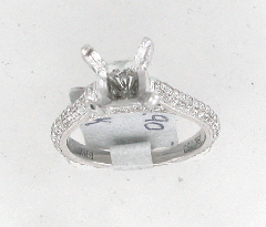 18k White Gold Semi Mount Round Cut Diamonds Engagement Ring 0.90