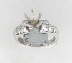 14k White Gold Semi Mount Diamond Baguettes Side Channel Set Ring 0.84 Ctw 