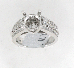 14k White Gold Semi Mount Round Diamonds Ring 0.71 Ctw 