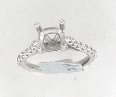 14k White Gold Semi Mount Round Cut Diamonds Ring 0.53 Ctw 