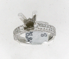 14k White Gold Semi Mount Round Cut Diamonds Ring 1.18 Ctw 