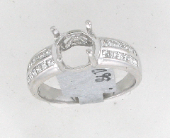 14k White Gold Semi Mount Princess Cut Diamond Channel Set Ring 0.98 Ctw 