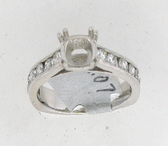 14k White Semi Mount Round Cut Diamonds Channel Set Ring 1.07 Ctw