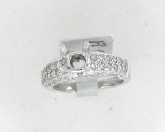 14k White Gold Semi Mount Round Cut Diamonds Engagement Ring 0.90 Ctw 