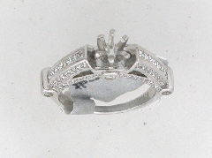 14k White Gold Semi Mount Princess Cut Diamonds Channel Set and Round Cut Diamonds Engagement Ring 0.63 Ctw 