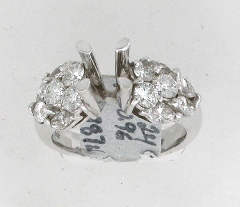 14k White Gold Semi Mount Round and Marquise Cut Diamonds Cluster Ring 2.20 Ctw 