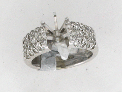 14k White Gold Semi Mount Round Cut Diamonds Cluster Ring 1.48 Ctw 