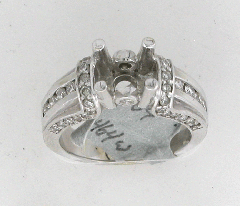14k White Gold Semi Mount Round Cut Diamonds Channel Set Engagement Ring 0.84 Ctw 
