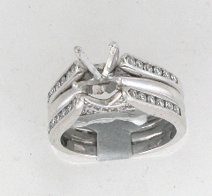 18k White Gold Semi Mount Round Cut Diamonds Channel Set Engagement Ring 0.72 Ctw 