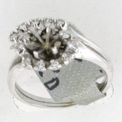 14k White Gold Semi Mount Diamond Halo Round Cut Diamonds Wedding Set 0.36 Ctw