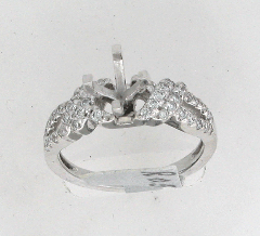 14k White Gold Semi Mount Round Cut Diamonds Spli Shank Engagement Ring 0.55 Ctw 